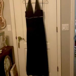 Betsy & Adam Formal Mesh Halter Dress